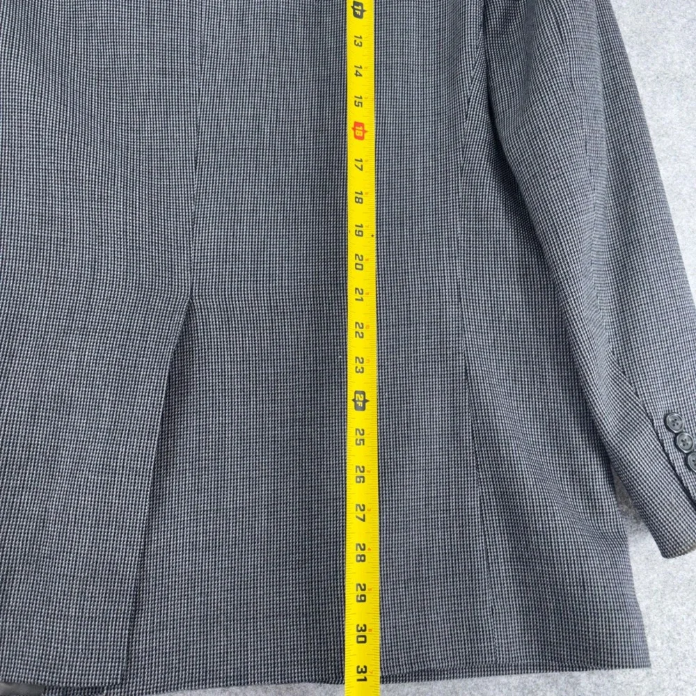 Chaps Mens 42R Blazer 100% Lambswool Grey Micro Houndstooth Sport Coat 2HX0207